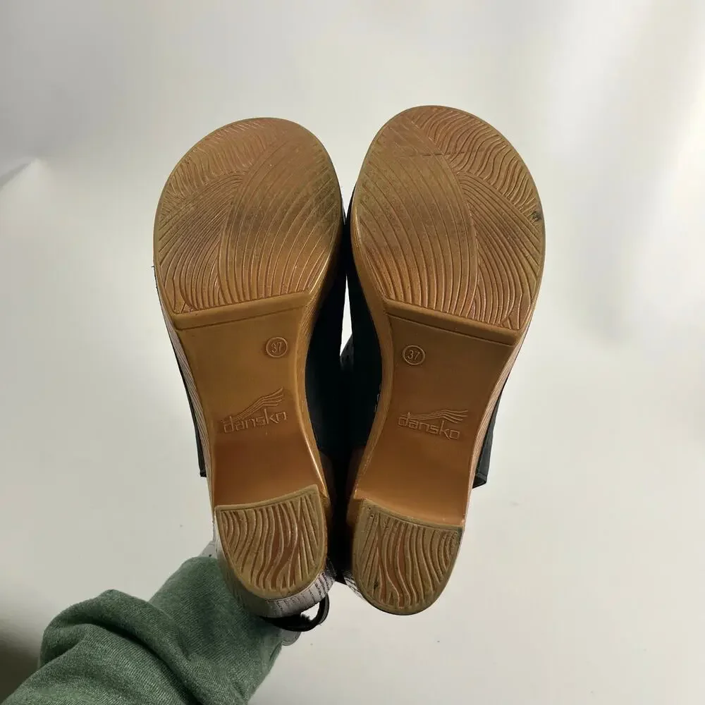 Dansko Danae Nubuck Leather Block Heel Sandals EU 37 US 7 Classic Summer Casual